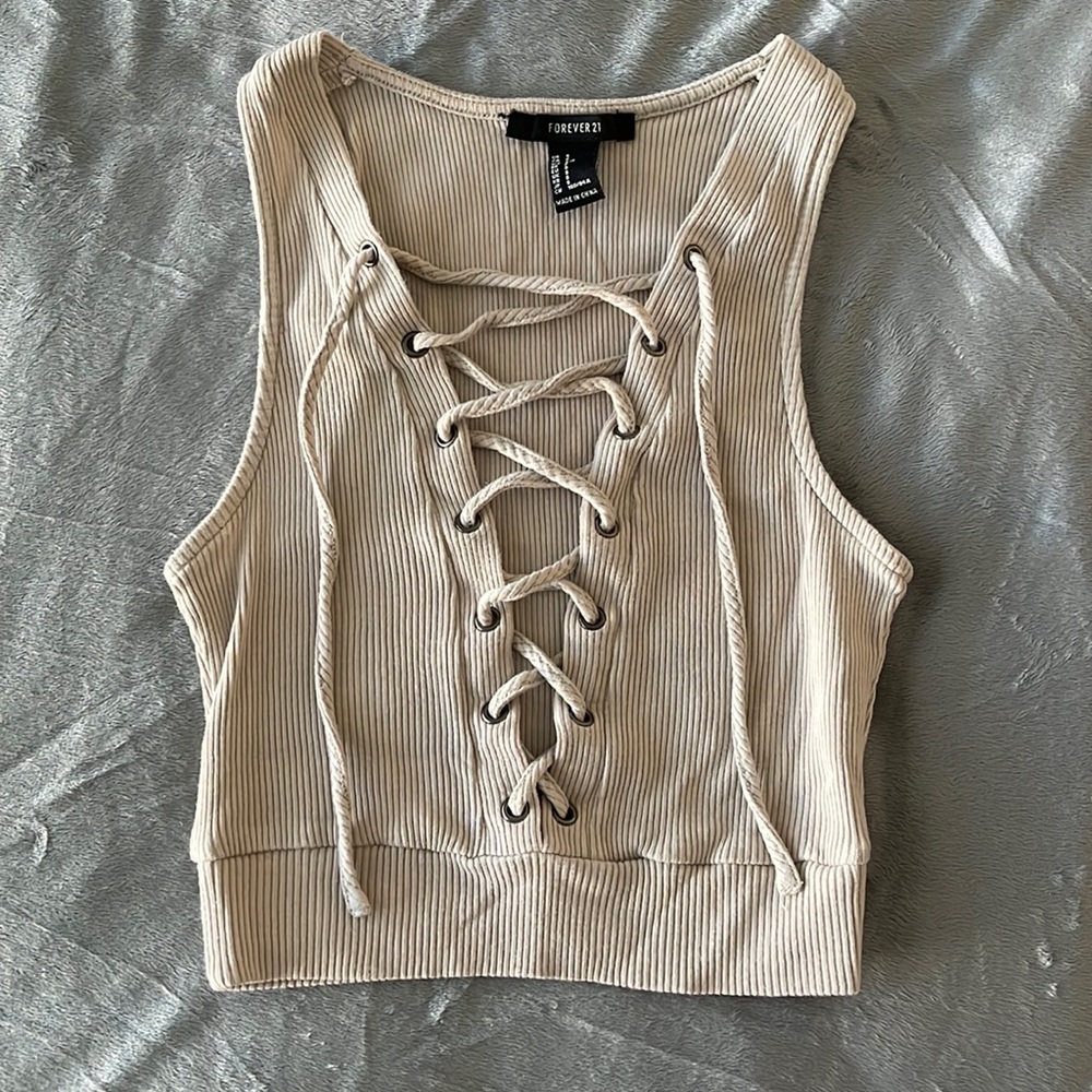 Lace up front forever 21 crop top